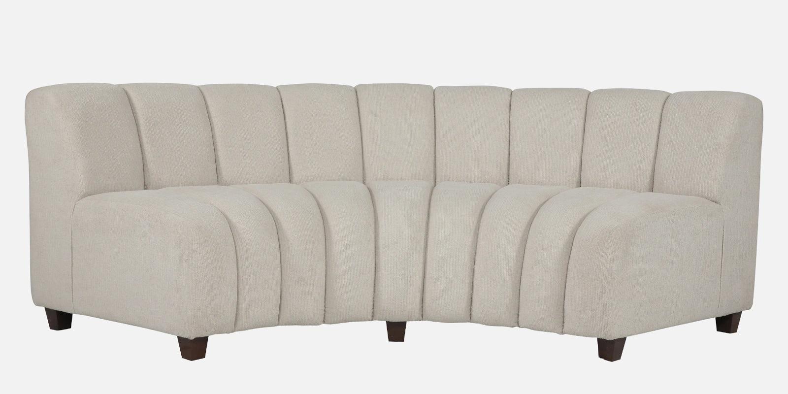 Boucle Fabric 3 Seater Curve Shaped Sofa in Off White Colour - Ouch Cart 