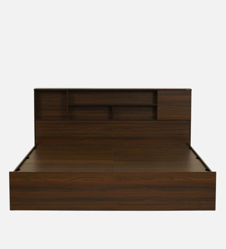 King Size Bed in Walnut Finish with Box Storage - Ouch Cart 