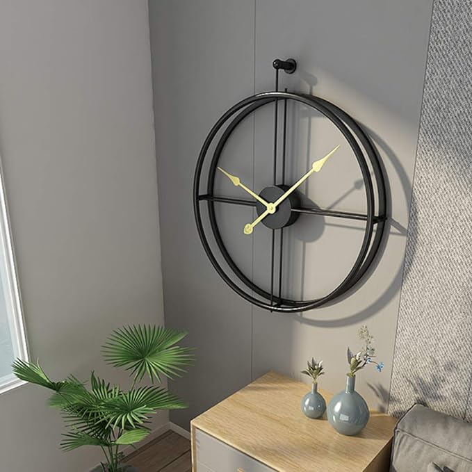 Double Ring Black Wall Clock