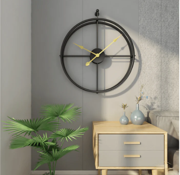 Double Ring Black Wall Clock