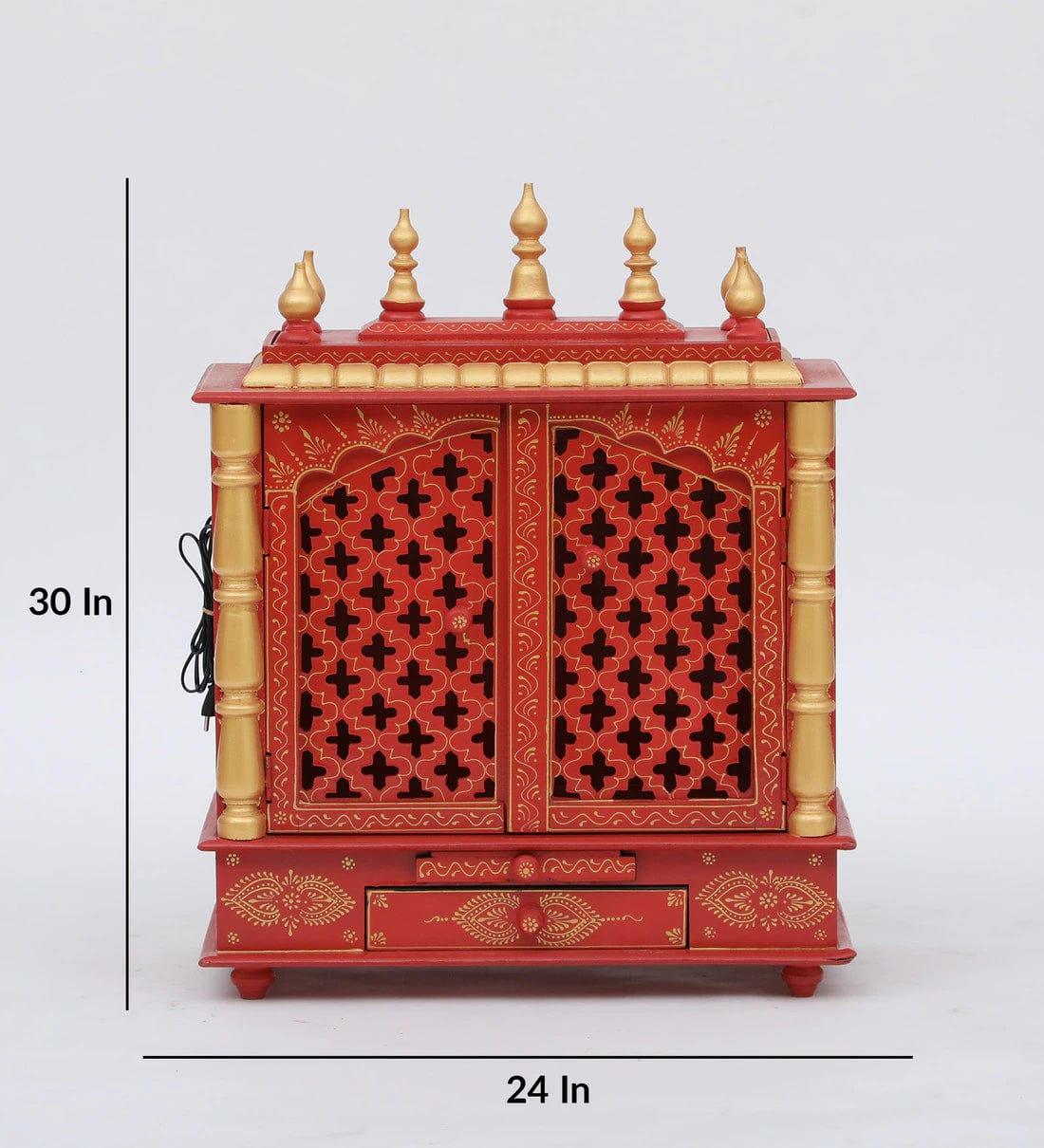 Multicolor Sheesham Wood & MDF Pooja Mandir With Door, - Ouch Cart 