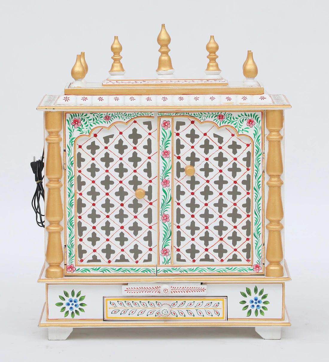 Multicolor Sheesham Wood & MDF Pooja Mandir With Door, - Ouch Cart 