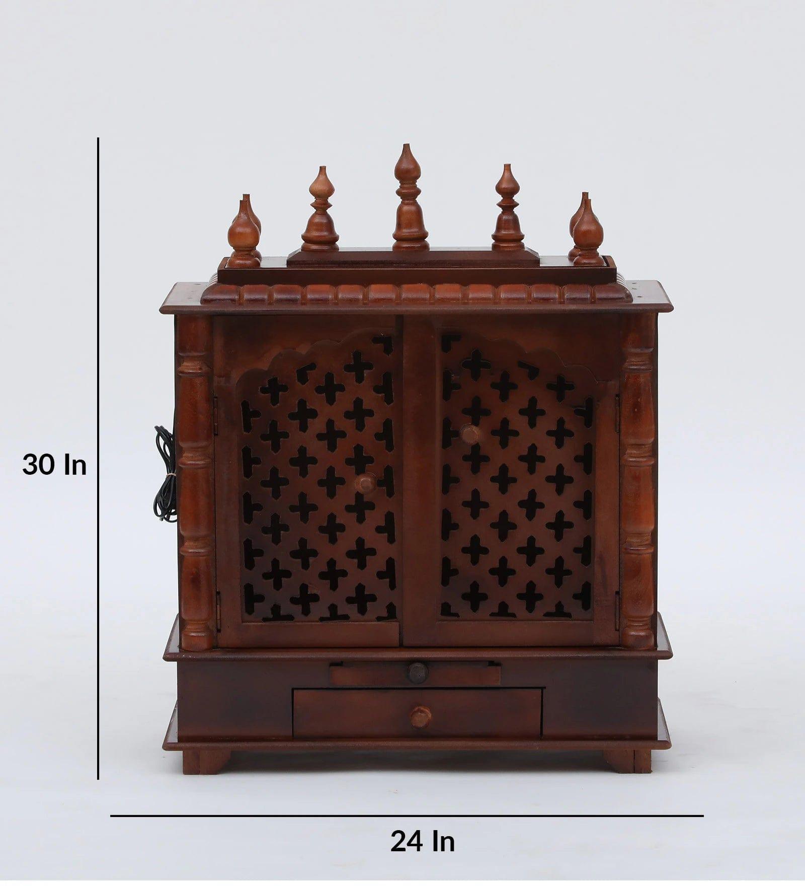 Multicolor Sheesham Wood & MDF Pooja Mandir With Door, - Ouch Cart 