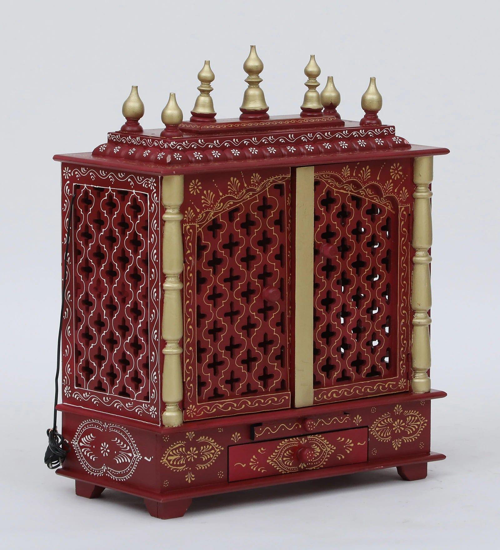 Multicolor Sheesham Wood & MDF Pooja Mandir With Door, - Ouch Cart 