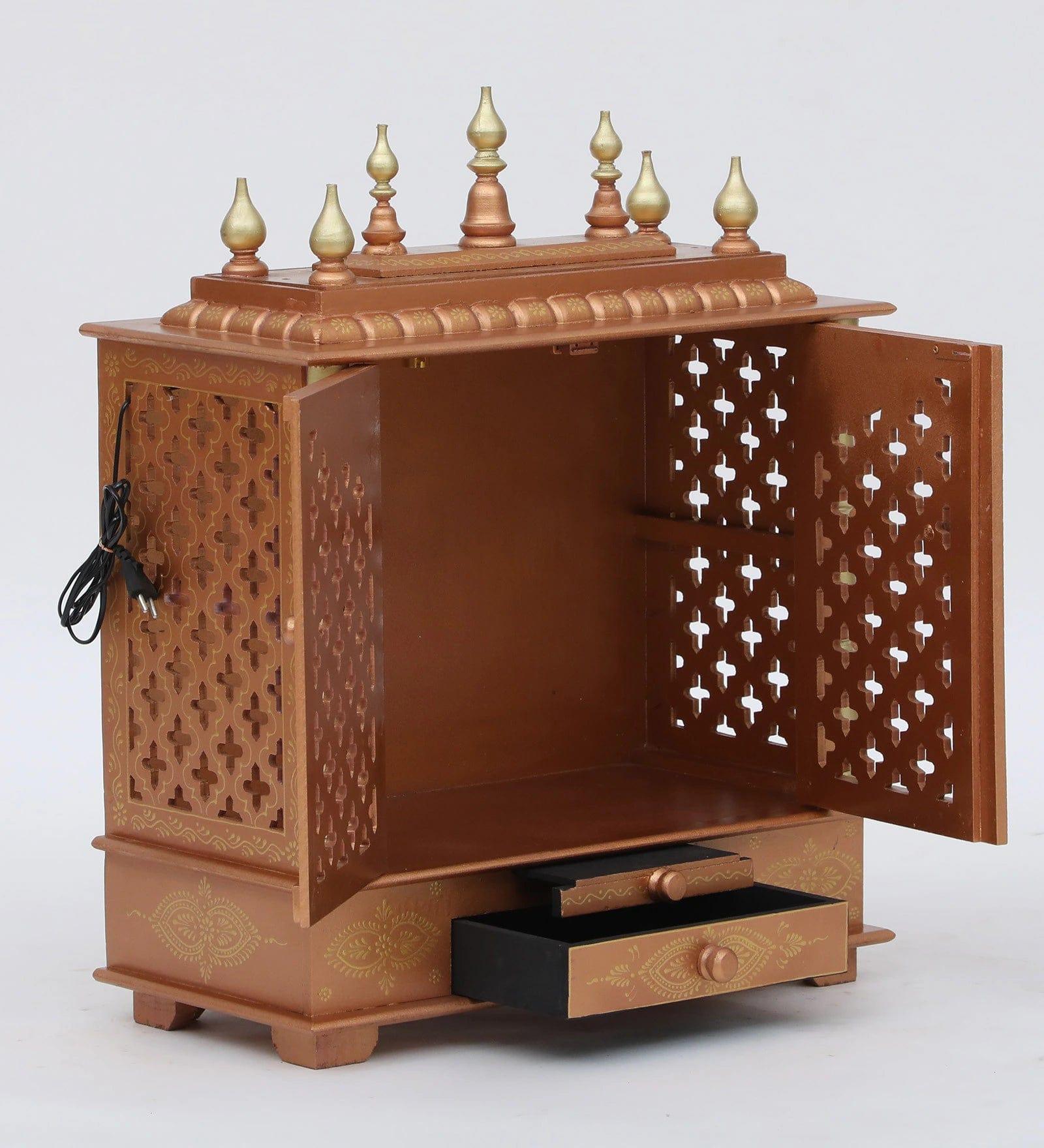 Multicolor Sheesham Wood & MDF Pooja Mandir With Door, - Ouch Cart 