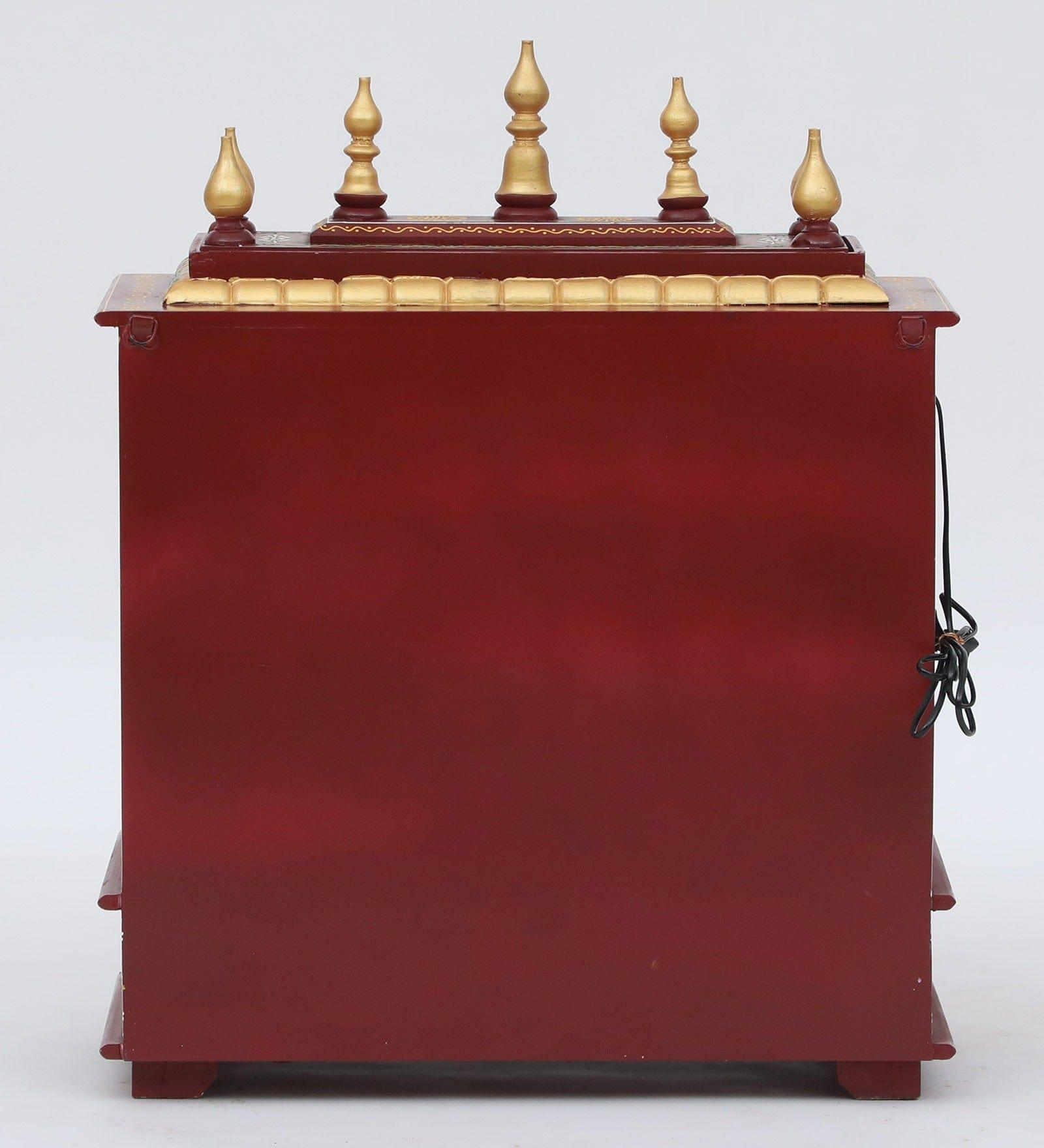 Multicolor Sheesham Wood & MDF Pooja Mandir With Door, - Ouch Cart 