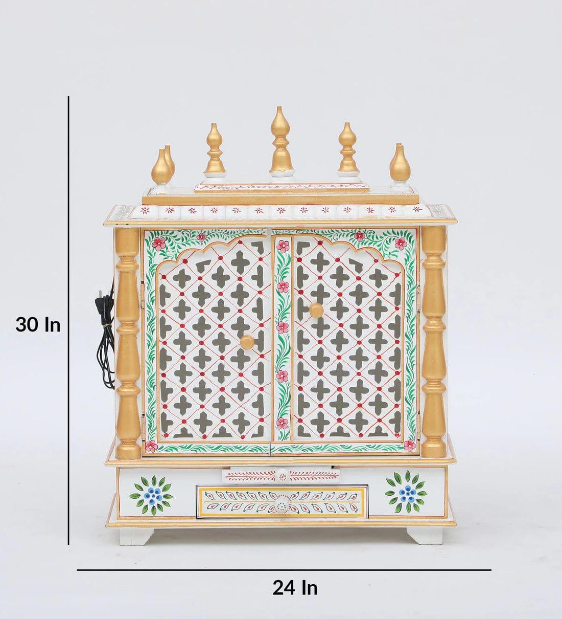 Multicolor Sheesham Wood & MDF Pooja Mandir With Door, - Ouch Cart 