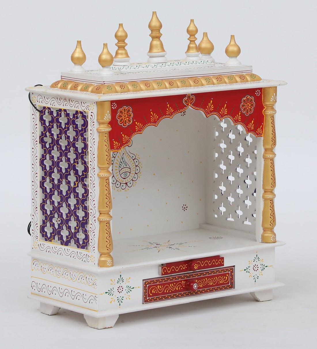 Multicolor Sheesham Wood & MDF Pooja Mandir Without Door, - Ouch Cart 