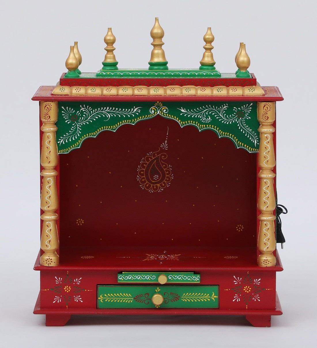 Multicolor Sheesham Wood & MDF Pooja Mandir Without Door, - Ouch Cart 