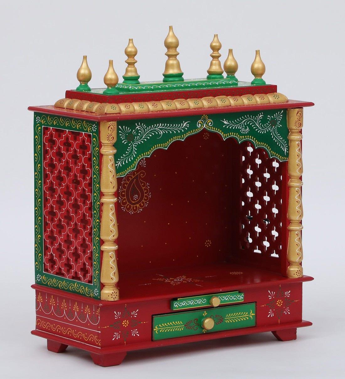 Multicolor Sheesham Wood & MDF Pooja Mandir Without Door, - Ouch Cart 