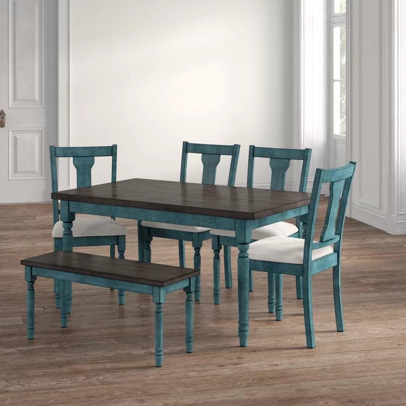 Toned Wood and Upholstered Dining Set - Ouch Cart 