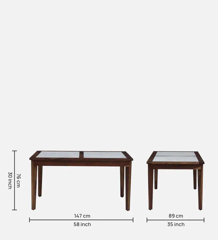 Sheesham Wood 6 Seater Dining Set In Scratch Resistant Provincial Teak Finish with - Ouch Cart 