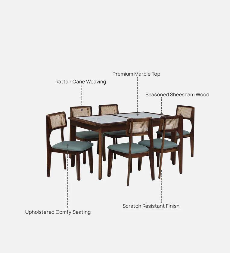 Sheesham Wood 6 Seater Dining Set In Scratch Resistant Provincial Teak Finish with - Ouch Cart 