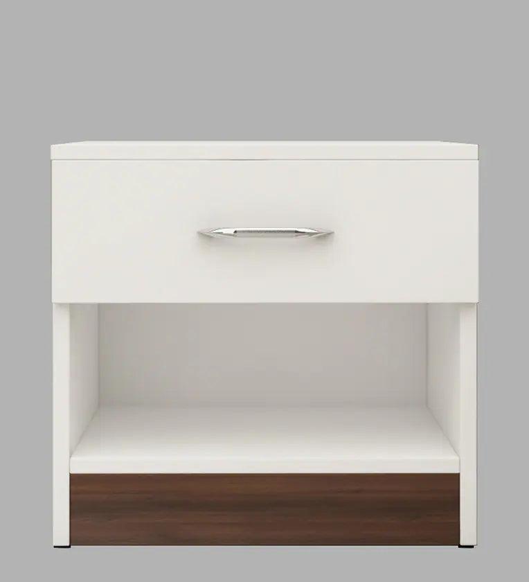 Bedside Table in Mist White Finish with Drawer - Ouch Cart 