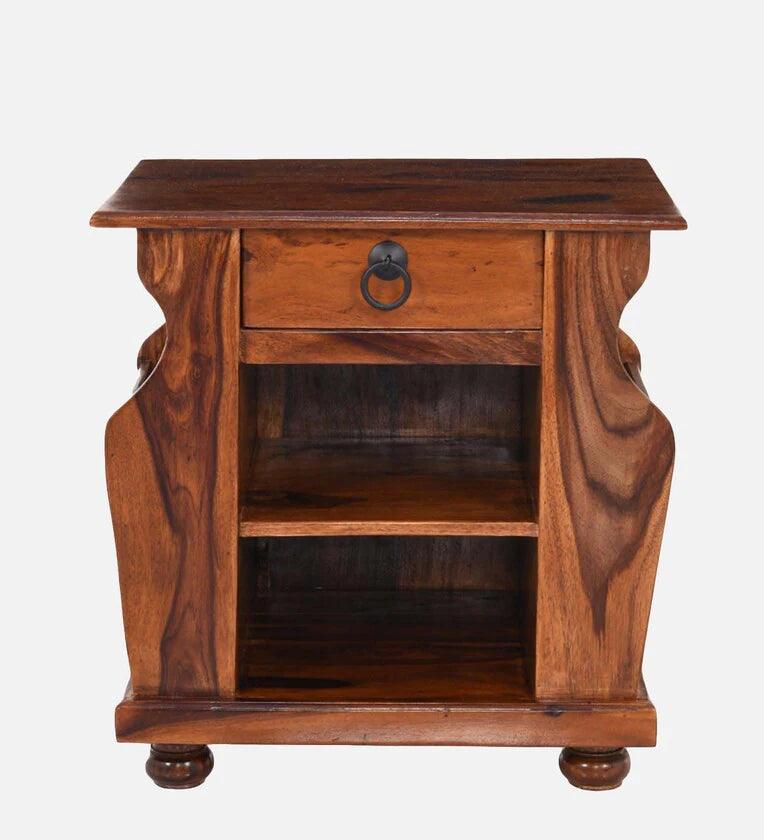 Sheesham Wood Bedside Table In Brown Colour - Ouch Cart 