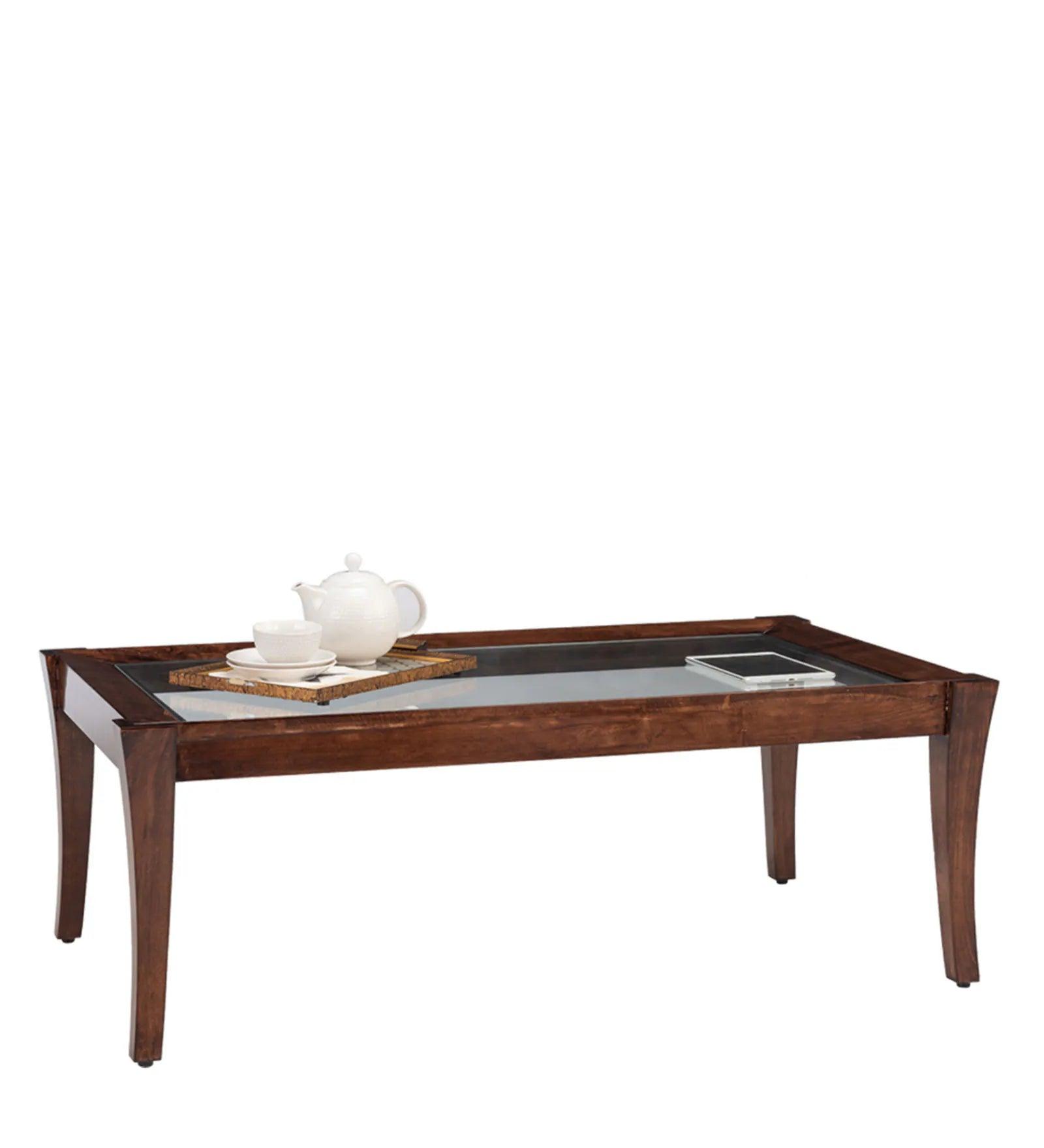 Solid Wood Coffee Table in Brown Finish - Ouch Cart 