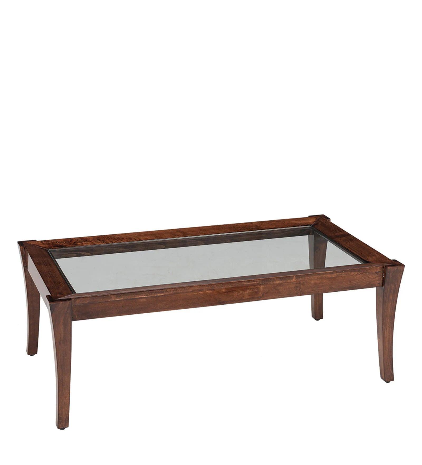 Solid Wood Coffee Table in Brown Finish - Ouch Cart 