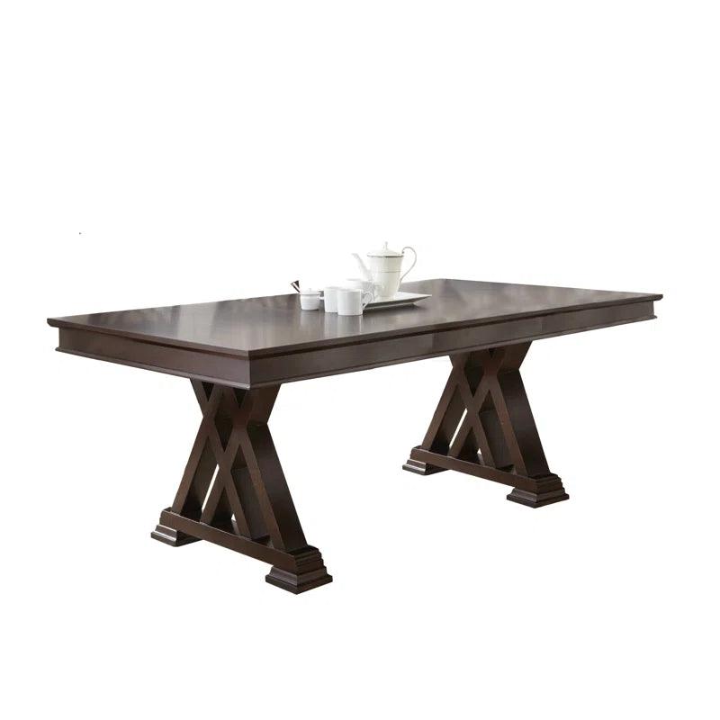 7 - Piece Extendable Rubberwood Double Pedestal Dining Set - Ouch Cart 