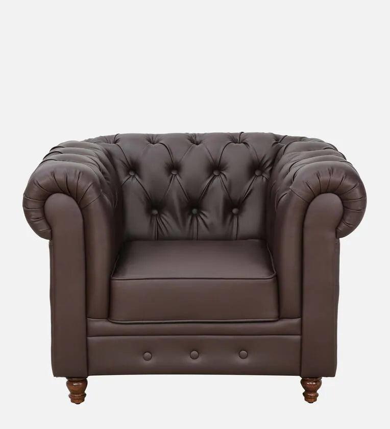 Leatherette 1 Seater Sofa In Dark Brown Colour - Ouch Cart 