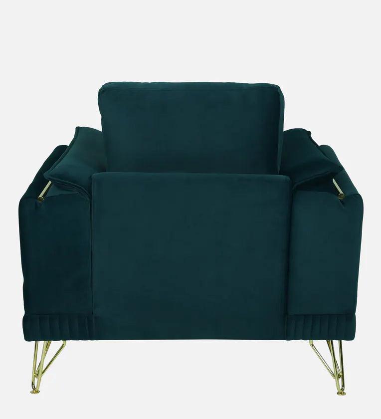 Velvet 1 Seater Sofa in Teal Blue Colour - Ouch Cart 