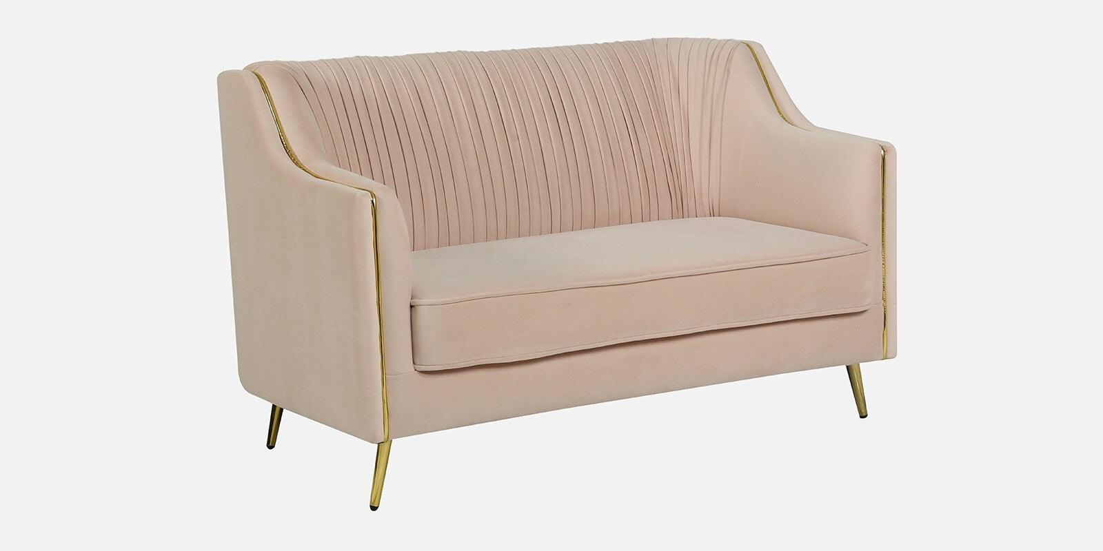 Velvet 2 Seater Sofa In Peachy Pink Colour - Ouch Cart 