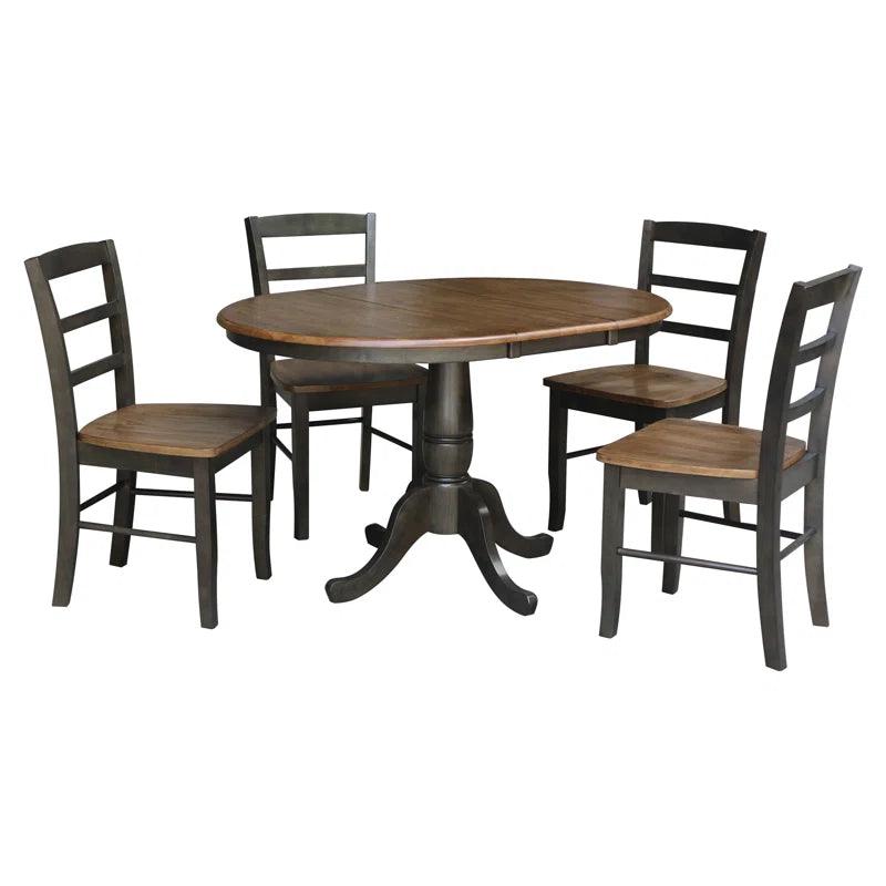 5 - Piece Extendable Solid Wood Pedestal Dining Set - Ouch Cart 