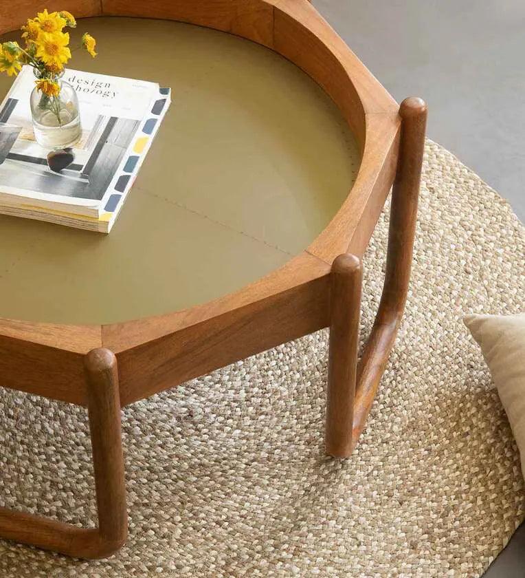 Octagon Coffee Table In Brown Colour - Ouch Cart 