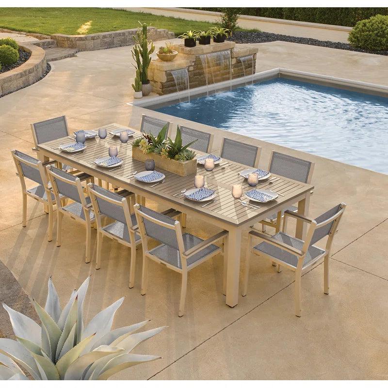 10 - Person 103" Long Powder Coated Aluminum Patio Dining Set - Ouch Cart 