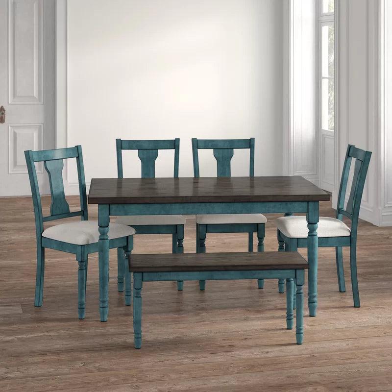 Toned Wood and Upholstered Dining Set - Ouch Cart 