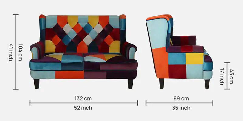 Velvet 2 Seater Sofa in Multi Colour - Ouch Cart 