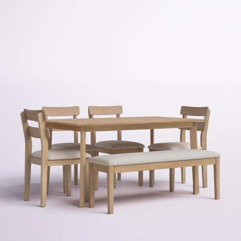 6 - Person Solid Wood Dining Set - Ouch Cart 