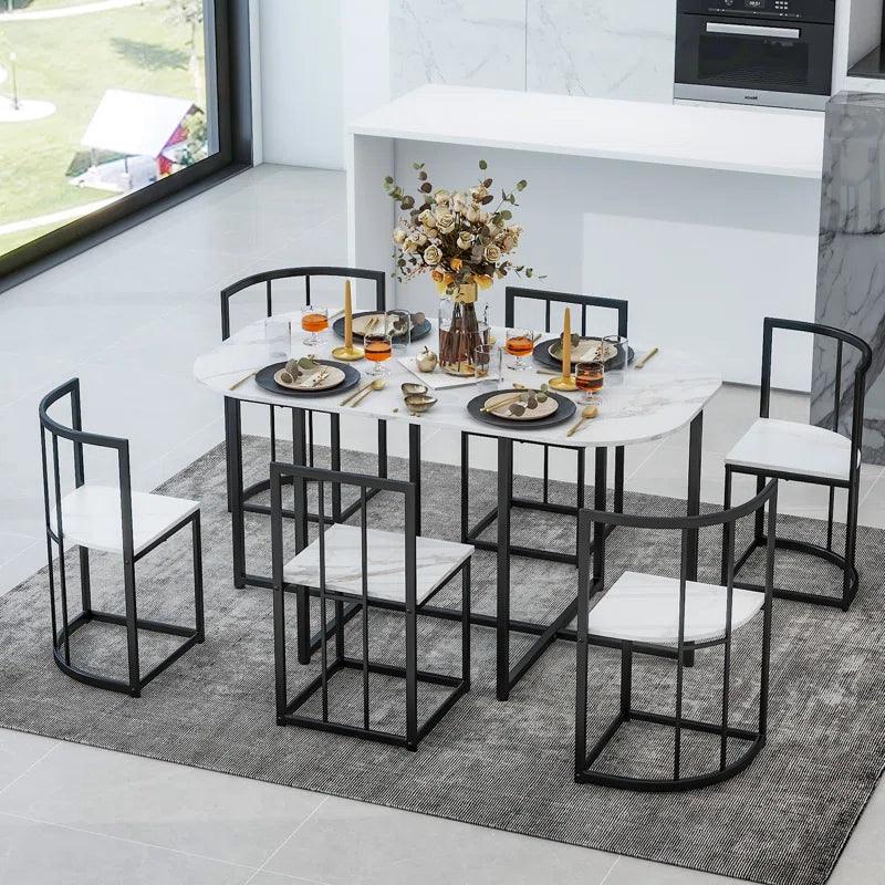 7 - Piece Pedestal Dining Set - Ouch Cart 