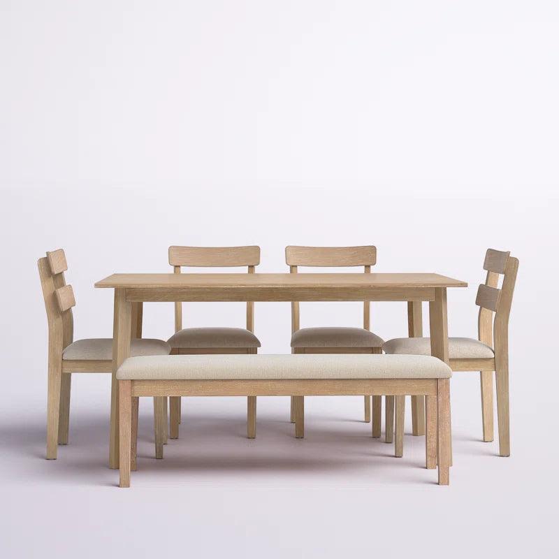 6 - Person Solid Wood Dining Set - Ouch Cart 