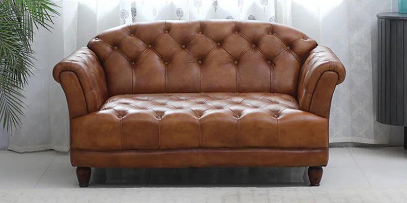 Leather 2 Seater Sofa In Antique Tan Colour - Ouch Cart 