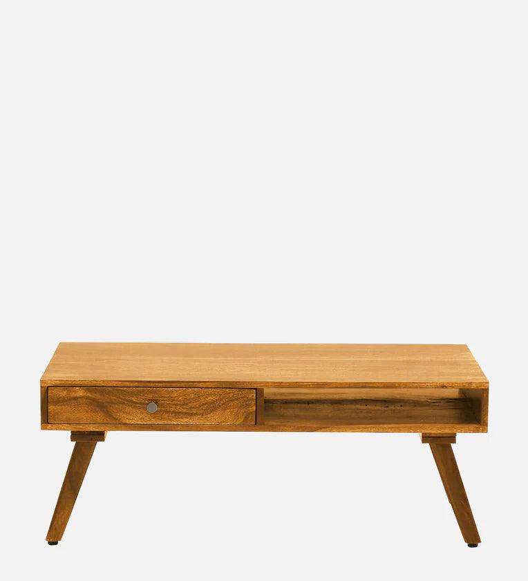 Sheesham Wood Coffee Table In Scratch Resistant Rustic Teak Finish - Ouch Cart 