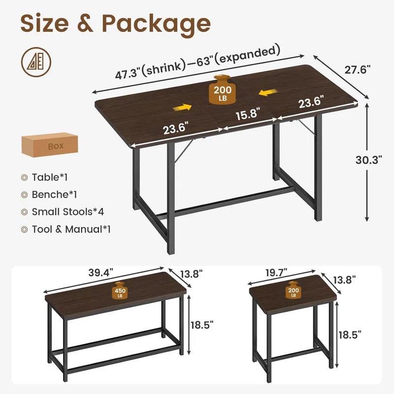 6 - Piece Extendable Dining Set - Ouch Cart 