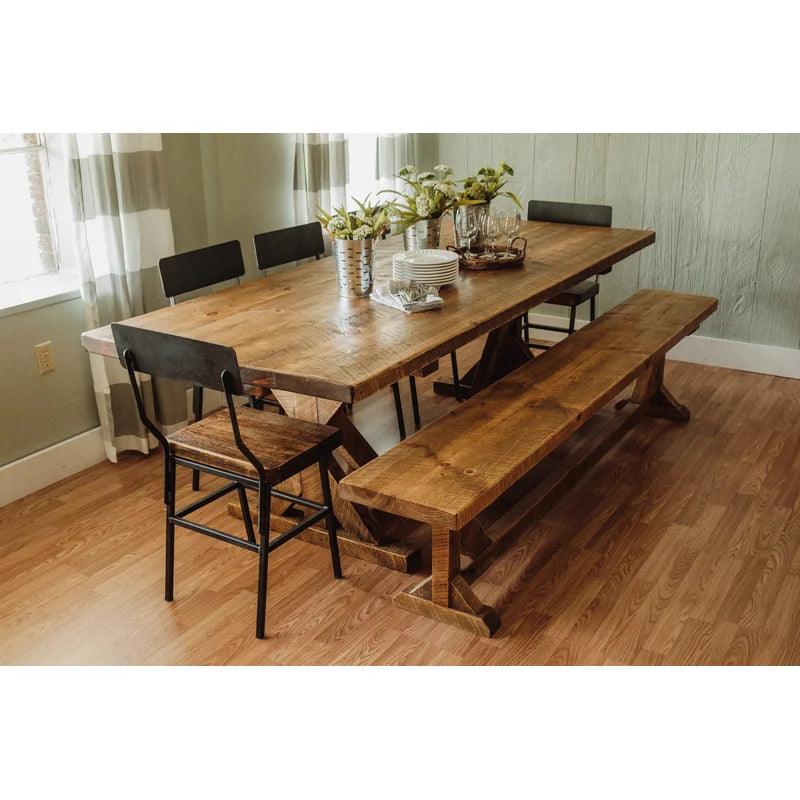 Solid Wood Trestle Dining Set - Ouch Cart 