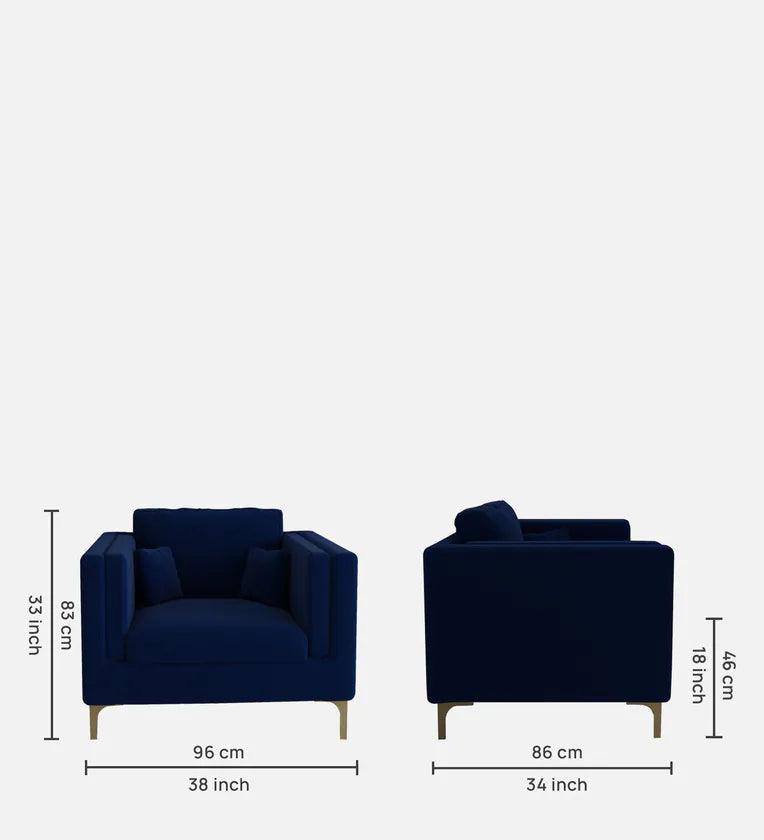 Velvet 1 Seater Sofa in Midnight Blue Colour - Ouch Cart 