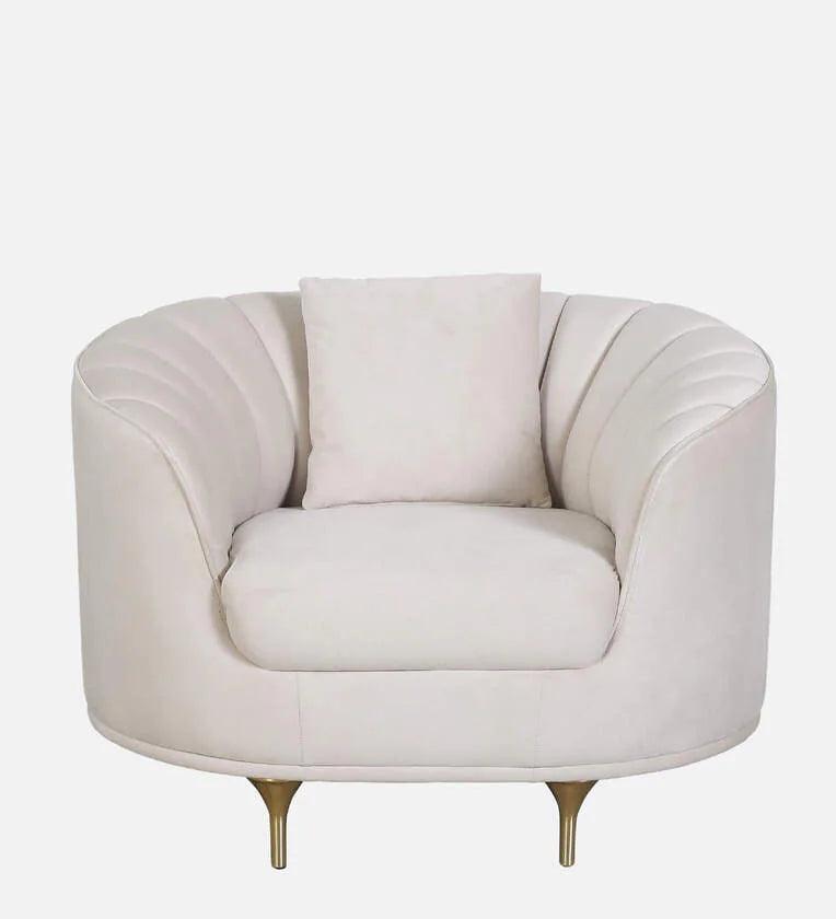 Fabric 1 Seater Sofa In Cream Colour - Ouch Cart 