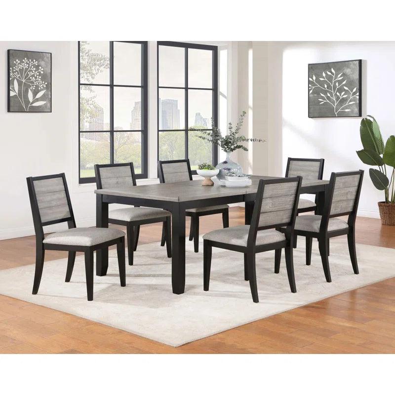 7 - Piece Extendable Dining Set in Gray and Black - Ouch Cart 