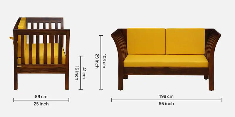 Sheesham Wood 2 Seater Sofa in Scratch Resistant Honey Oak Finish - Ouch Cart 