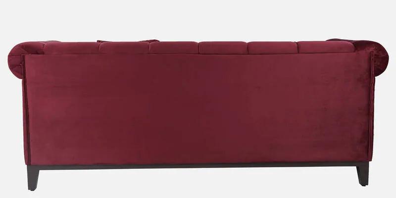 Velvet 3 Seater Sofa In Berry Red Colour - Ouch Cart 