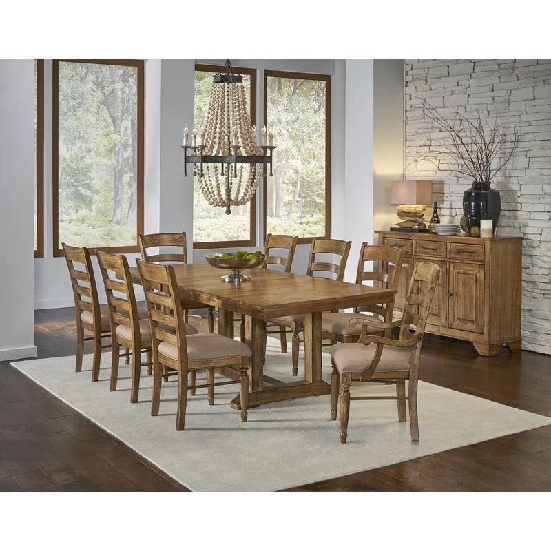 9 - Piece Extendable Solid Wood Trestle Dining Set - Ouch Cart 