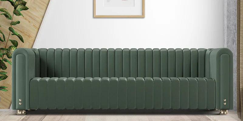 Leatherette 3 Seater Sofa in Sage Green Colour - Ouch Cart 