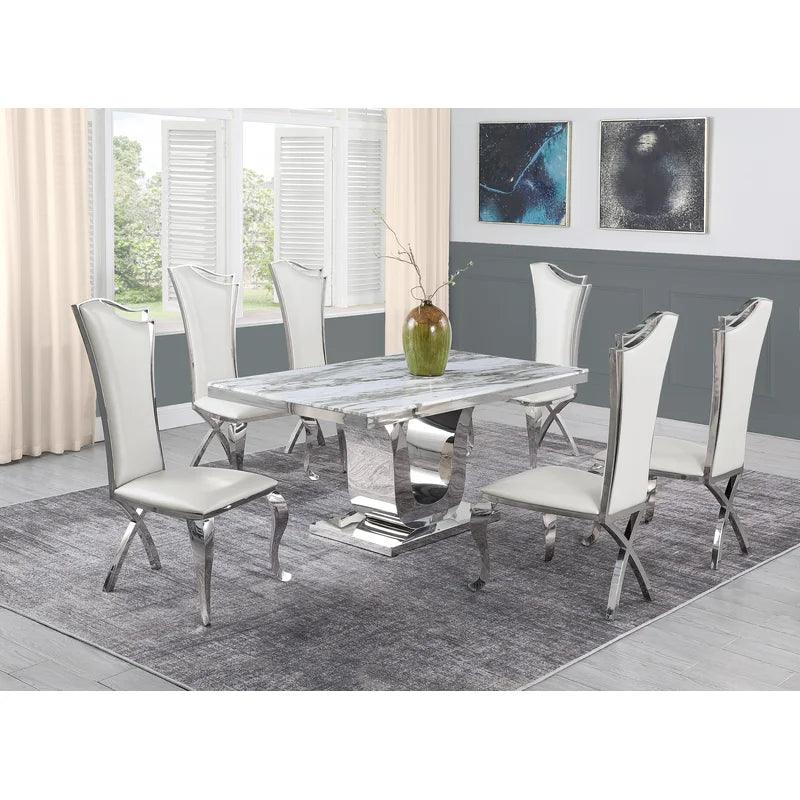 Marble Top Pedestal Dining Set - Ouch Cart 