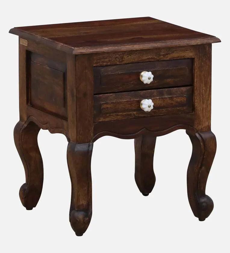 Sheesham Bedside Table In Scratch Resistant Provincial Teak Finish - Ouch Cart 