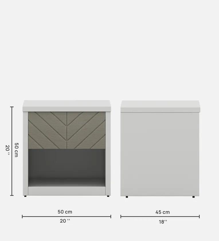 Alaska Bedside Table in High Gloss White Finish With Drawer - Ouch Cart 