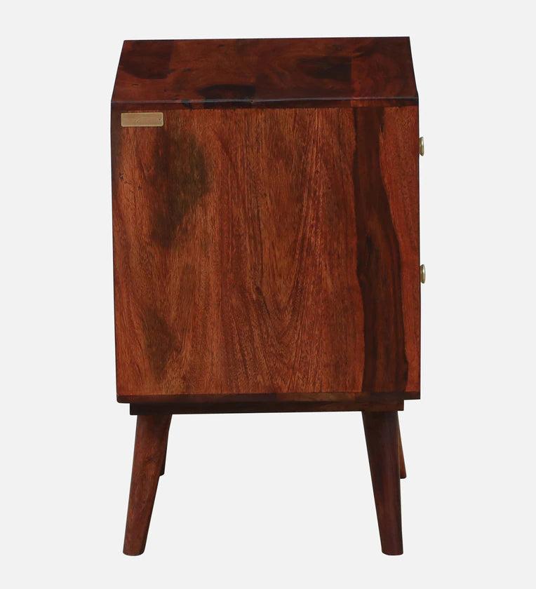 Sheesham Wood Two Drawer Bedside Table In Scratch Resistant Honey Oak Finish - Ouch Cart 