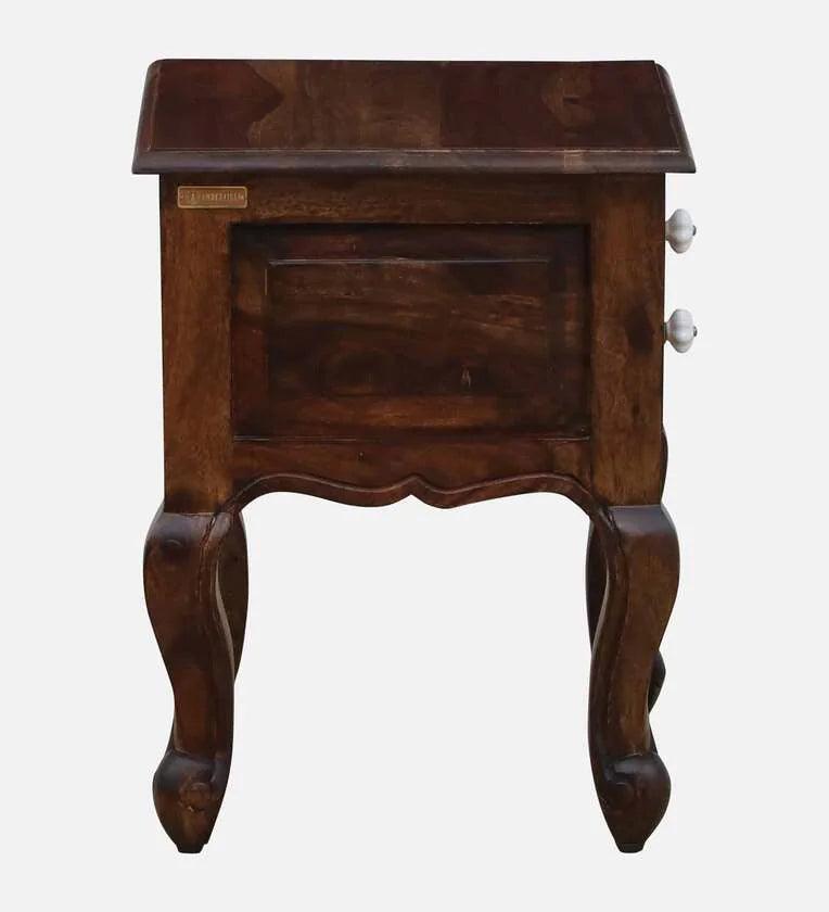 Sheesham Bedside Table In Scratch Resistant Provincial Teak Finish - Ouch Cart 