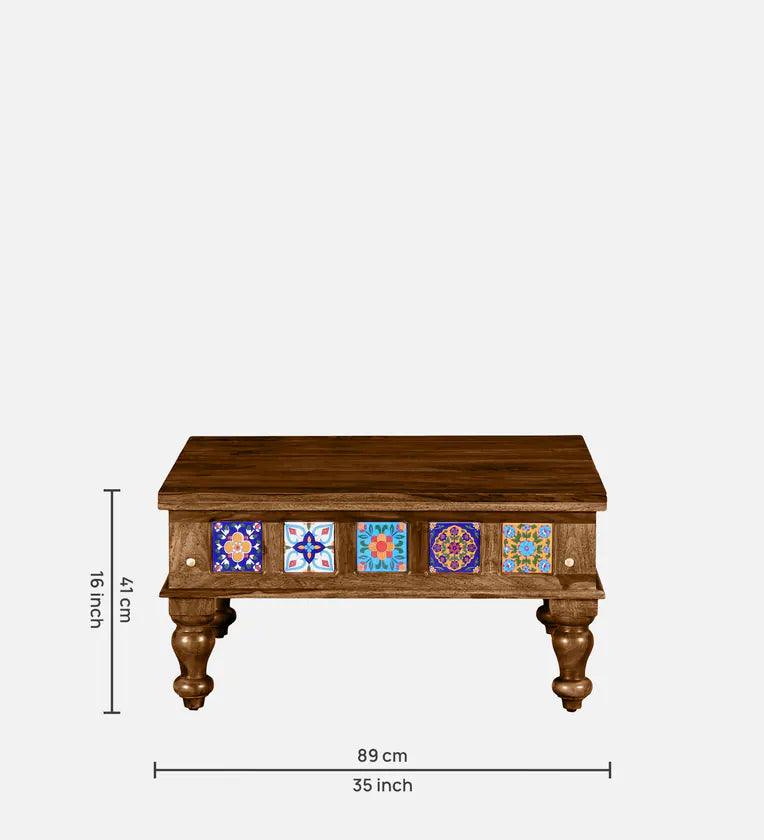 Sheesham Wood Medium Coffee Table In Provincial Teak Finish - Ouch Cart 